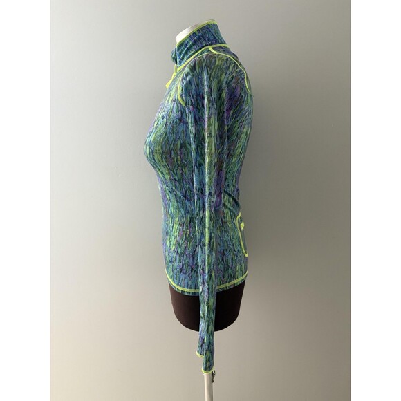 TutuBlue Full Zip Womens XS Blue Green Rash Guard UPF50 Thumbhole Pocket - Picture 3 of 16